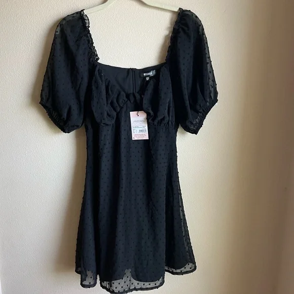 black dobby milkmaid skater dress Missguided dobby milkmaid skater dress in